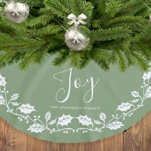 Jupon De Sapin En Polyester Brossé Blanc Noël Holly Joie Lumière Vert