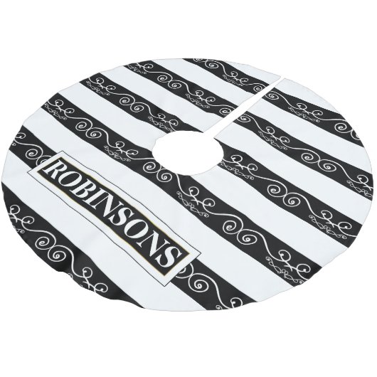 Jupon De Sapin En Polyester Brossé Blanc noir rayé élégant (Angle)