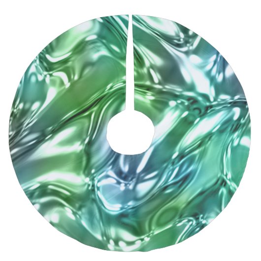 Jupon De Sapin En Polyester Brossé Bleu Aqua Wavy Metallic Look (Devant)