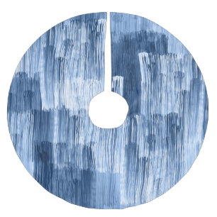 Jupon De Sapin En Polyester Brossé Bleu Aquarelles : Motif géométrique