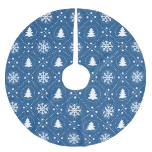 Jupon De Sapin En Polyester Brossé Bleu blanc classique Motif de Noël