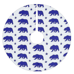Jupon De Sapin En Polyester Brossé Bleu blanc ours de Californie Jupe motif