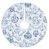 Jupon De Sapin En Polyester Brossé Bleu Chic Ornements de Noël Blancs (Devant)