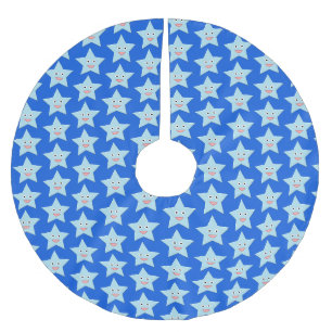 Jupon De Sapin En Polyester Brossé Bleu clair Célébration Star Tree Jupe