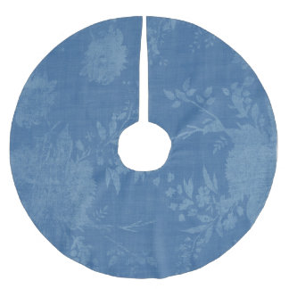Jupon De Sapin En Polyester Brossé Bleu clair sur le motif floral bleu