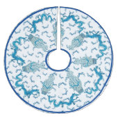 Jupon De Sapin En Polyester Brossé Bleu Dragons Chinoiserie Ginger Jar Jars Brush (Devant)