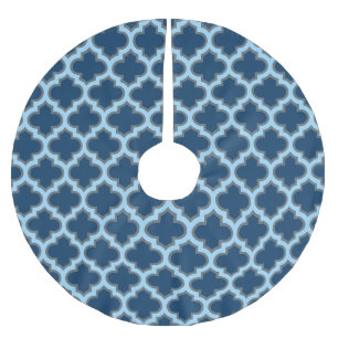 Jupon De Sapin En Polyester Brossé Bleu et Bébé Bleu Trellis, treillis, Quatrefoil