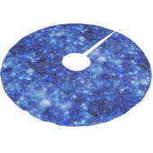 Jupon De Sapin En Polyester Brossé Bleu foncé Étoiles étoilées Noël  (Angle)