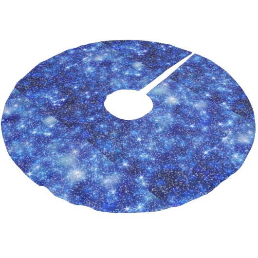 Jupon De Sapin En Polyester Brossé Bleu foncé Étoiles étoilées Noël  (Angle)