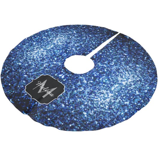 Jupon De Sapin En Polyester Brossé Bleu foncé foncé brillant parties scintillant scin (Angle)