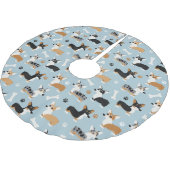 Jupon De Sapin En Polyester Brossé Bleu Motif de Corgi (Angle)