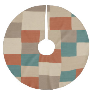 Jupon De Sapin En Polyester Brossé Blocs Géométriques Modernes Sarcelle & Beige