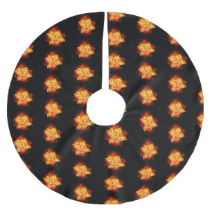 Jupon De Sapin En Polyester Brossé Blooming Fire Rose