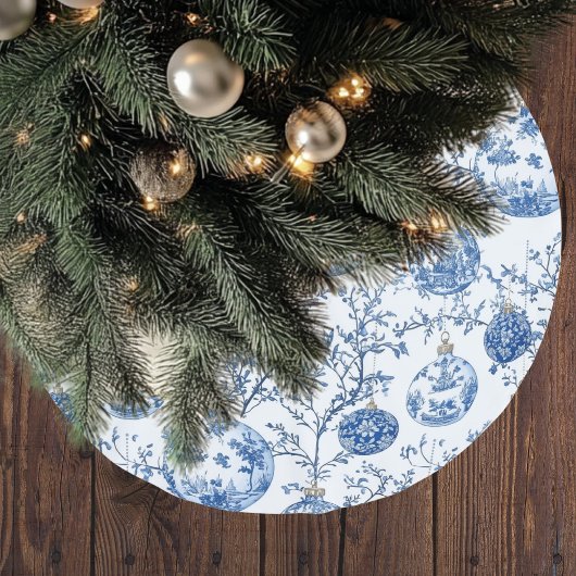 Jupon De Sapin En Polyester Brossé Blue Chinoiserie Christmas