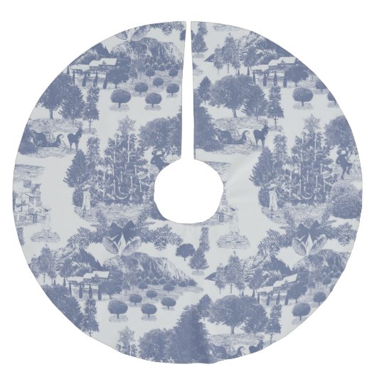 Jupon De Sapin En Polyester Brossé Blue Christmas Winter Wonderland (Devant)