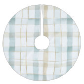 Jupon De Sapin En Polyester Brossé Blue Cream White Plaid Christmas (Devant)