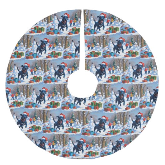 Jupon De Sapin En Polyester Brossé Blue Heeler Noël Festive Scène de neige (Devant)