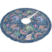 Jupon De Sapin En Polyester Brossé Blue Luxe sous-marin | Coquillages d'or Pastel (Angle)