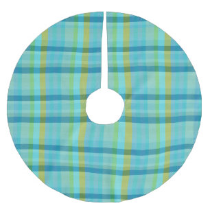 Jupon De Sapin En Polyester Brossé Blue Plaid par Shirley Taylor