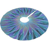 Jupon De Sapin En Polyester Brossé Blue Purple Flower Dream Abstrait Fractal Art (Angle)