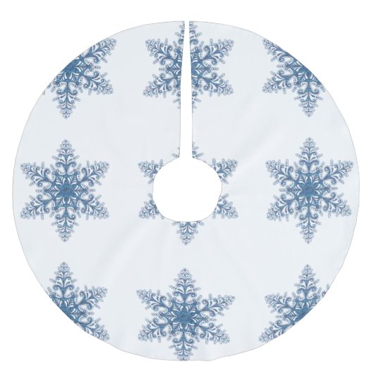 Jupon De Sapin En Polyester Brossé Blue Snowflakes Christmas Tree Jupe (Devant)