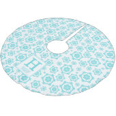 Jupon De Sapin En Polyester Brossé Blue White Snowflake Motif famille Monogramme (Angle)