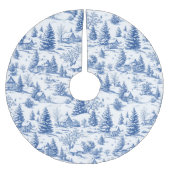 Jupon De Sapin En Polyester Brossé Blue Winter Village Toile Christmas (Devant)