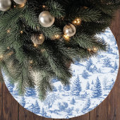 Jupon De Sapin En Polyester Brossé Blue Winter Village Toile Christmas