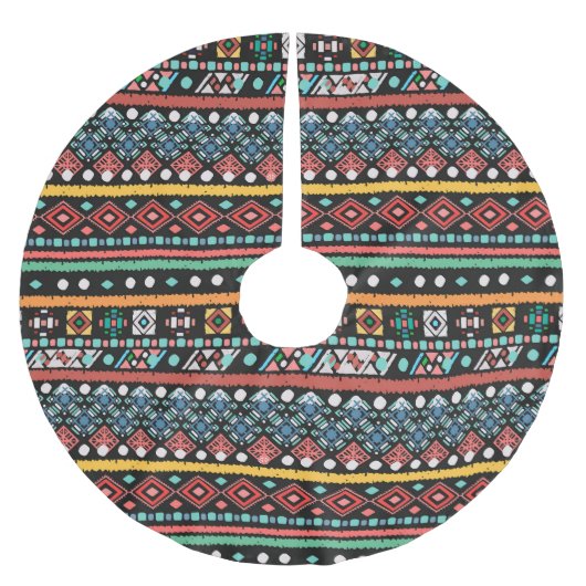 Jupon De Sapin En Polyester Brossé Boho ethnique : impression de pixels géométriques (Devant)