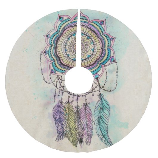Jupon De Sapin En Polyester Brossé Boho Watercolor Mandala Dreamcatcher (Devant)