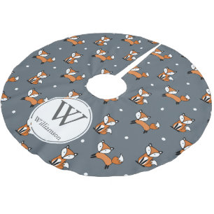 Jupon De Sapin En Polyester Brossé Bois mignon renards et Pois Personnalisés
