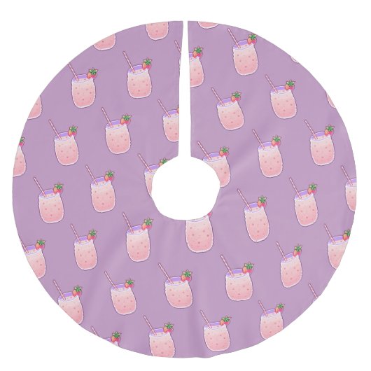 Jupon De Sapin En Polyester Brossé Boisson fraise mignonne Kawaii Pixel Girl Rose (Devant)