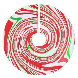Jupon De Sapin En Polyester Brossé Bonbon Poivre Candy Cane Swirl Rouge Blanc Vert