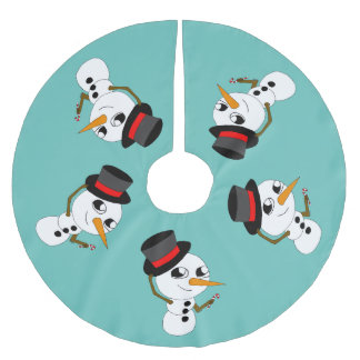 Jupon De Sapin En Polyester Brossé bonhomme de neige chibi