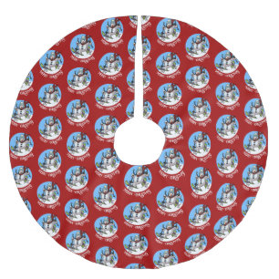 Jupon De Sapin En Polyester Brossé Bonhomme de neige drôle Joyeux Noël ! Ski Dessin a