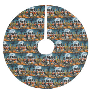 Jupon De Sapin En Polyester Brossé Border Collie Halloween Effrayant