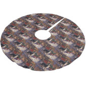 Jupon De Sapin En Polyester Brossé Border Collie Saison de Noël festive (Angle)