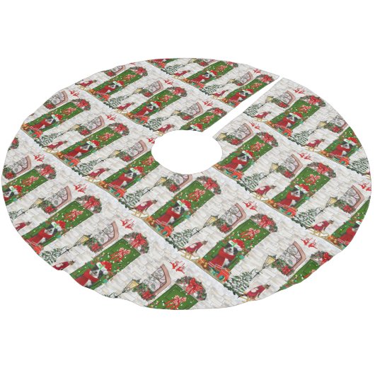 Jupon De Sapin En Polyester Brossé Bordure Collie Chien Noël (Angle)
