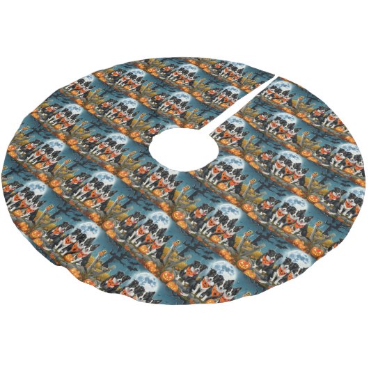Jupon De Sapin En Polyester Brossé Bordure Collie Halloween Éffrayant (Angle)