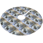 Jupon De Sapin En Polyester Brossé Bordure Collie Laisser neiger Noël (Angle)