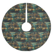 Jupon De Sapin En Polyester Brossé Bordure Collie Noël Festive Voyage (Devant)