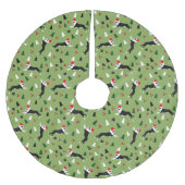 Jupon De Sapin En Polyester Brossé Boston Terriers Noël Santa Hat Holiday (Devant)