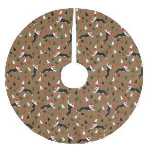 Jupon De Sapin En Polyester Brossé Boston Terriers Noël Santa Hat Russe Holiday