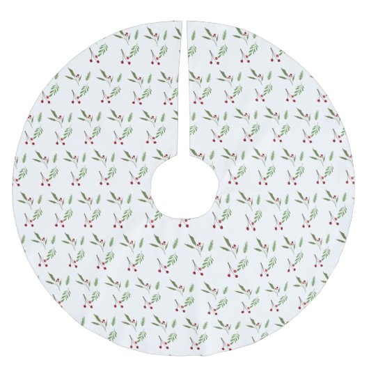 Jupon De Sapin En Polyester Brossé Botanical Berry Modern Holiday Christmas Greenery (Devant)
