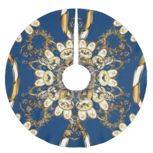 Jupon De Sapin En Polyester Brossé Boucles d'or, Motif Vintage oriental.
