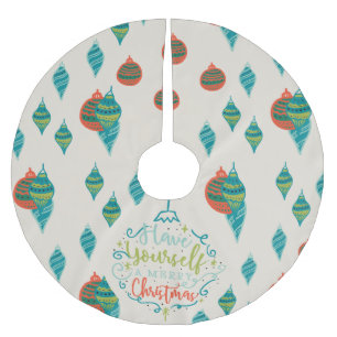 Jupon De Sapin En Polyester Brossé Boule de Noël et modèle d'ornement de vacances