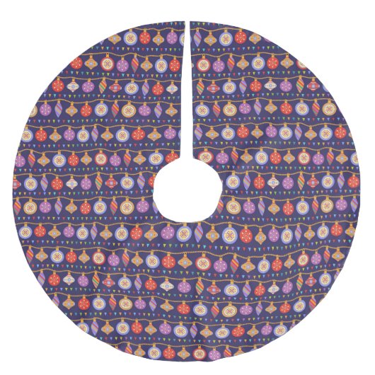 Jupon De Sapin En Polyester Brossé Boules de Noël (Devant)