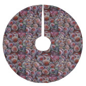Jupon De Sapin En Polyester Brossé Boules de Noël rouges (Devant)