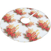 Jupon De Sapin En Polyester Brossé Boules et bougies de Noël (Angle)