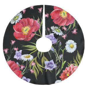 Jupon De Sapin En Polyester Brossé Bouquet de fleurs d'aquarelle : Motif sans couture